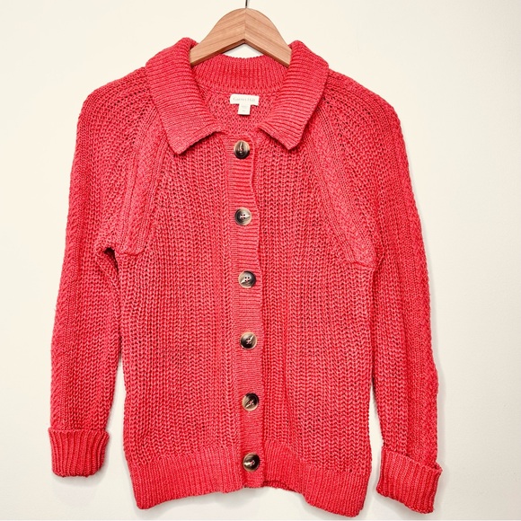 Garnet Hill Maren Linen & Organic Cotton Cardigan Size XS Button Up Prep Coastal - Picture 5 of 13